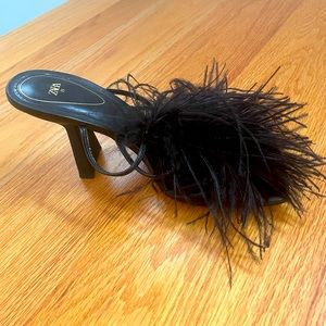 Zara feathered mules.